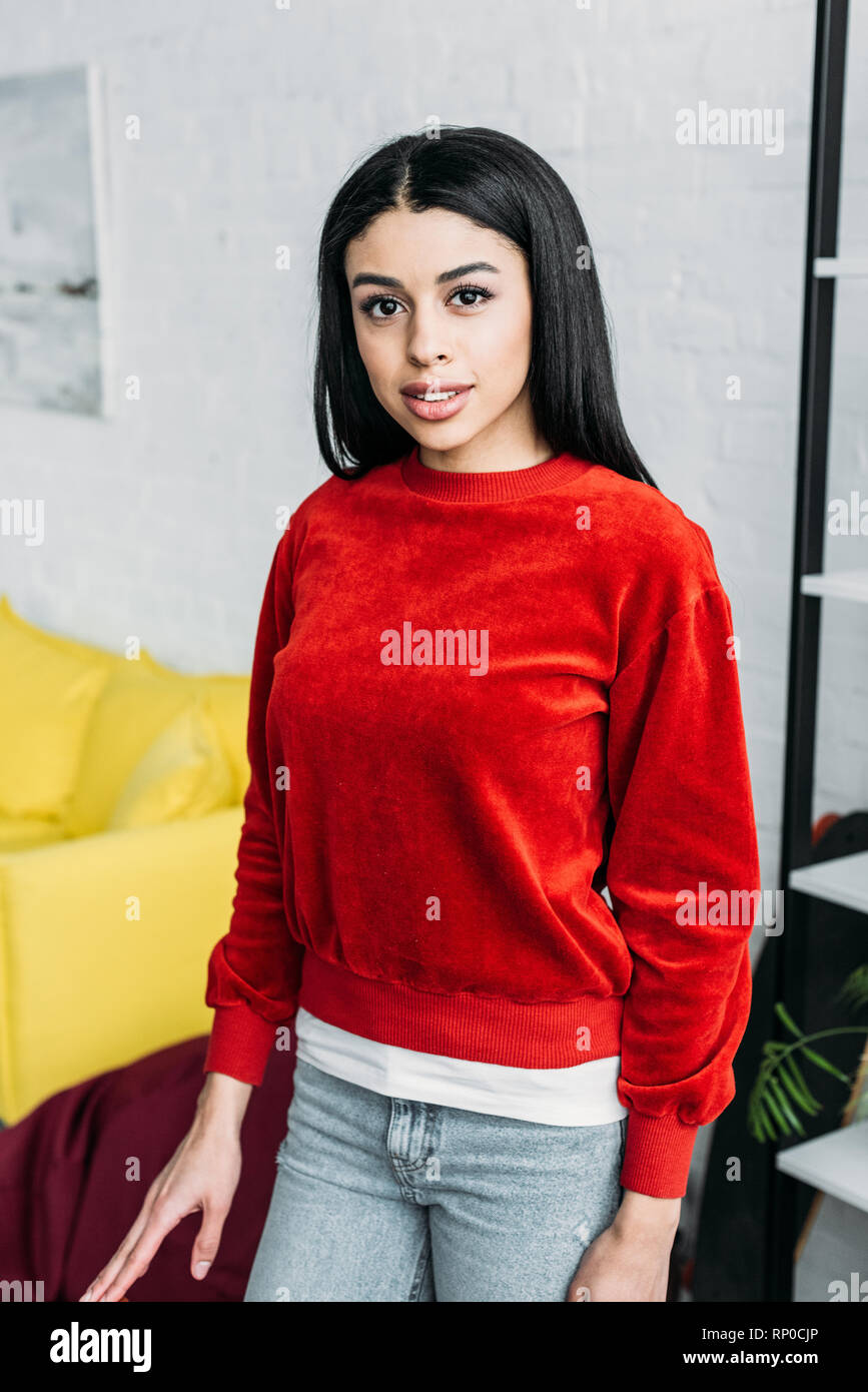 girl in red sweatshirt