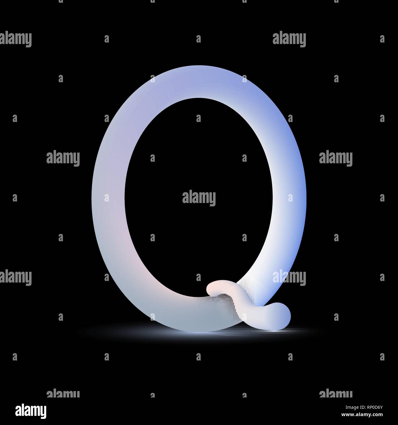 The vector 3d fluid letter Q on black background Stock Vector