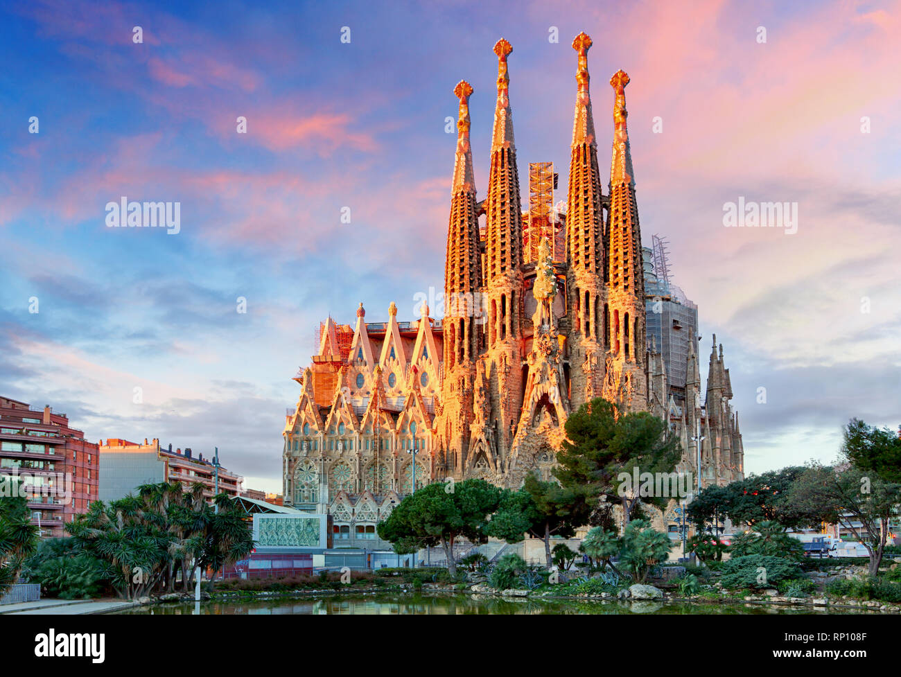 BARCELONA, SPAIN - FEBRUARY 10, 2016: Sagrada Familia basilica in Barcelona. The Antoni Gaudi masterpiece has become a UNESCO World Heritage Site in 1 Stock Photo