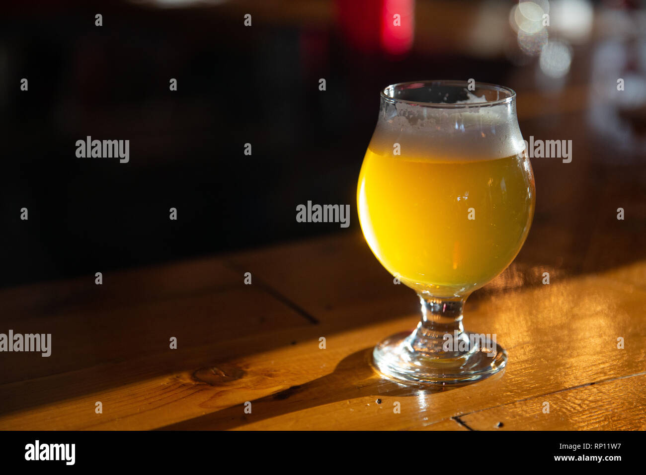 Craft Beer on a Bar with copy space Stock Photo