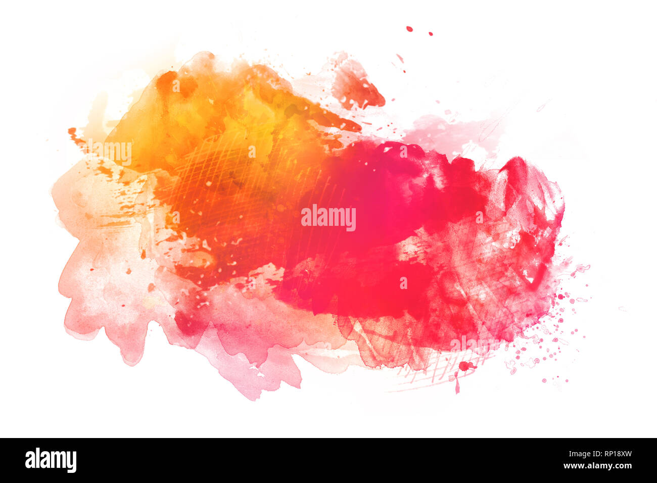 Colorful watercolor background isolated on white, big size Stock Photo