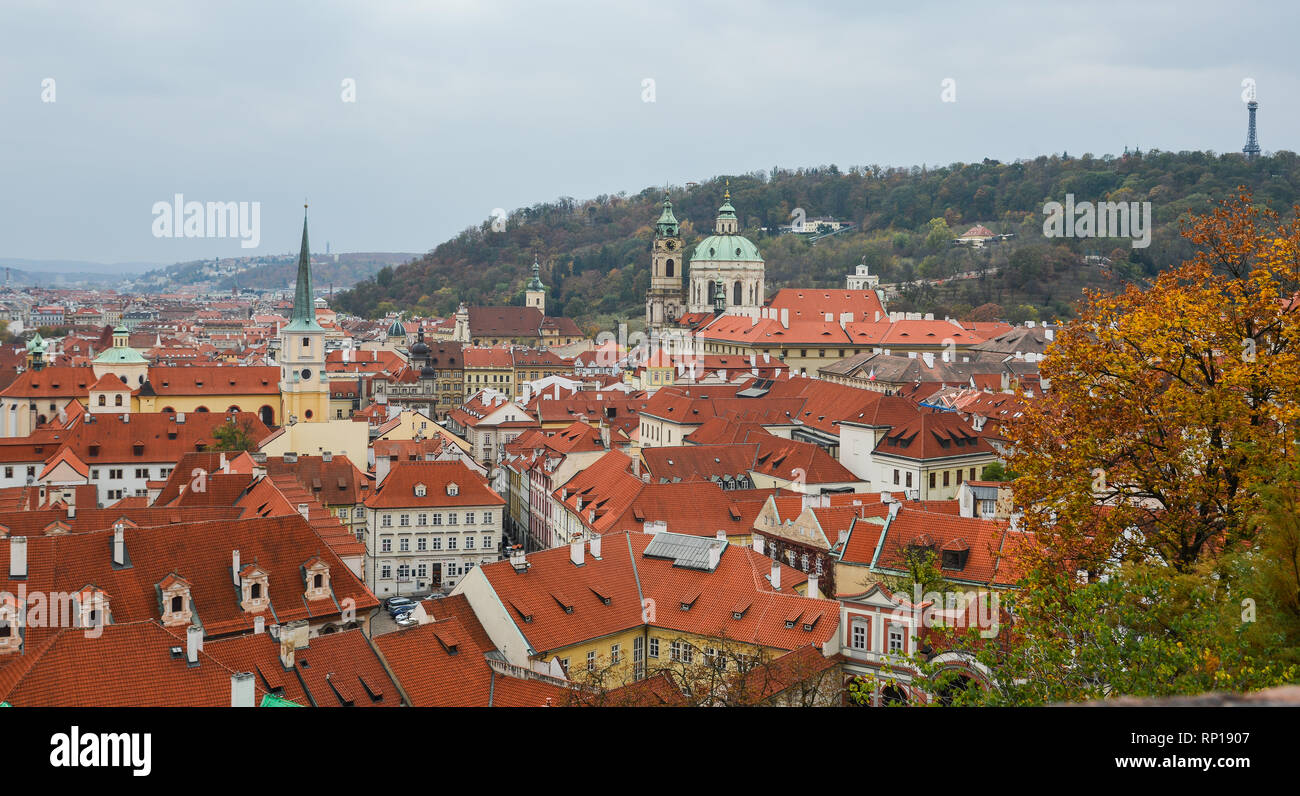 Praha Cheko Aerial view of Old Praha (Prague), Czech. Prague is one of Europe most ...