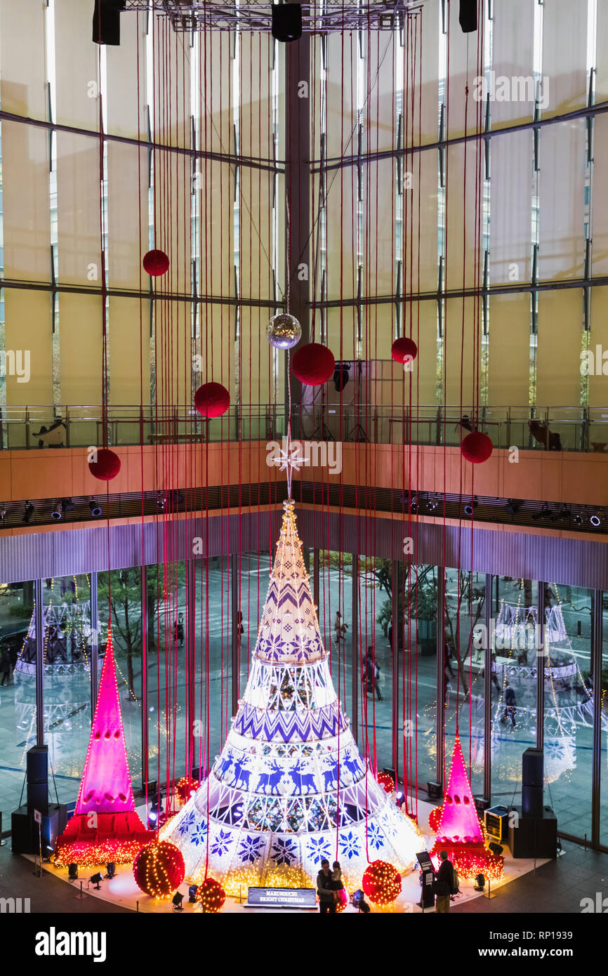 Japan, Honshu, Tokyo, Marunouchi, Marunouchi Building, Christmas Tree Stock Photo