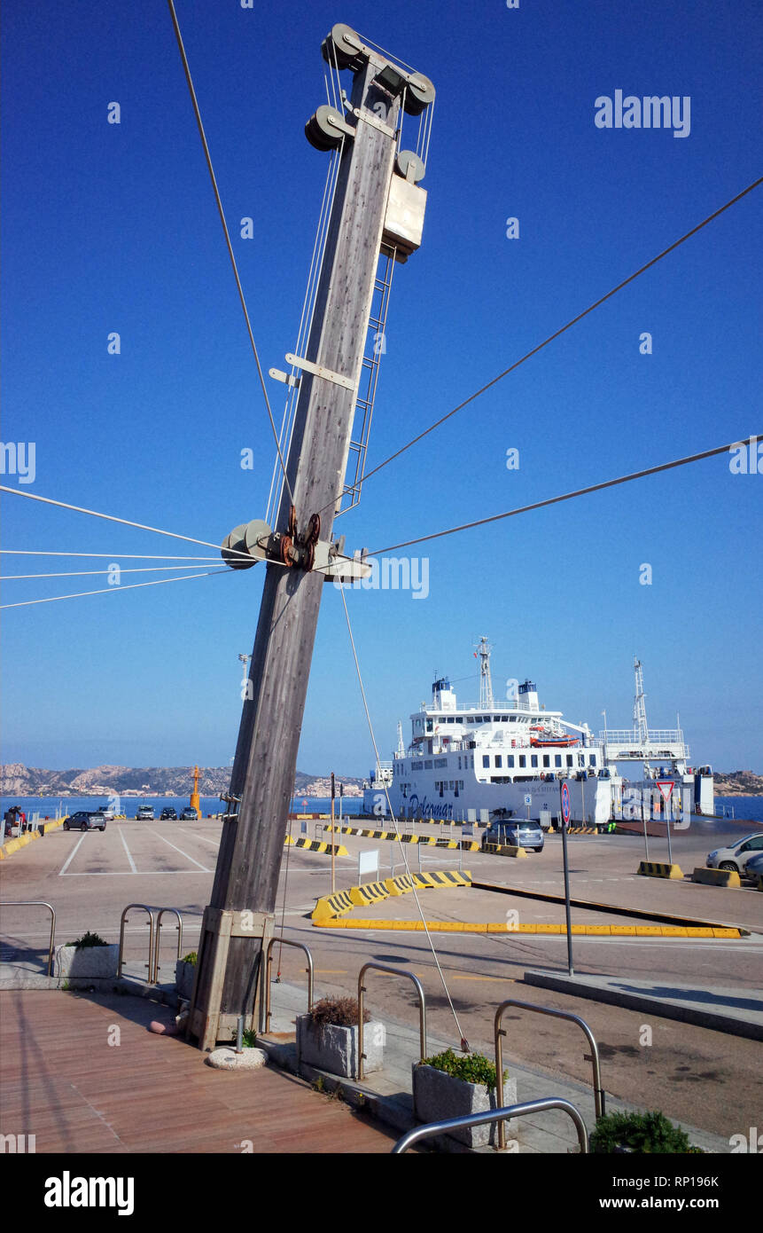 Palau, Sardinia, Italy. The harbour and the ferry-boat to La Maddalena island Stock Photo