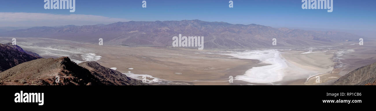 Early morning panoramic view from Dantes's View looking approx west over and along Death Valley, Death Valley National Park, California, United States Stock Photo