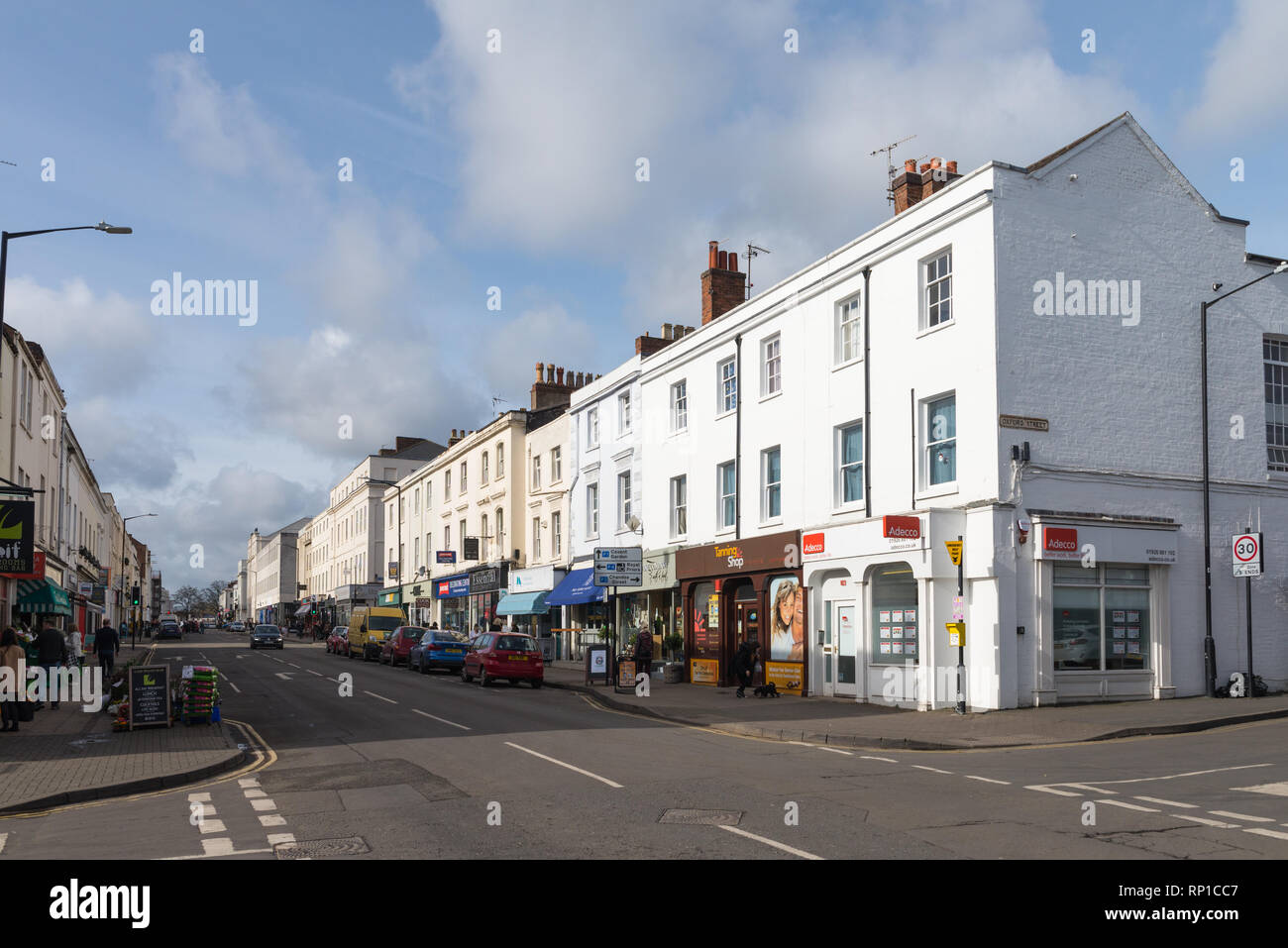 Shops and restaurants in Warwick Street, Leamington Spa, Warwickshire