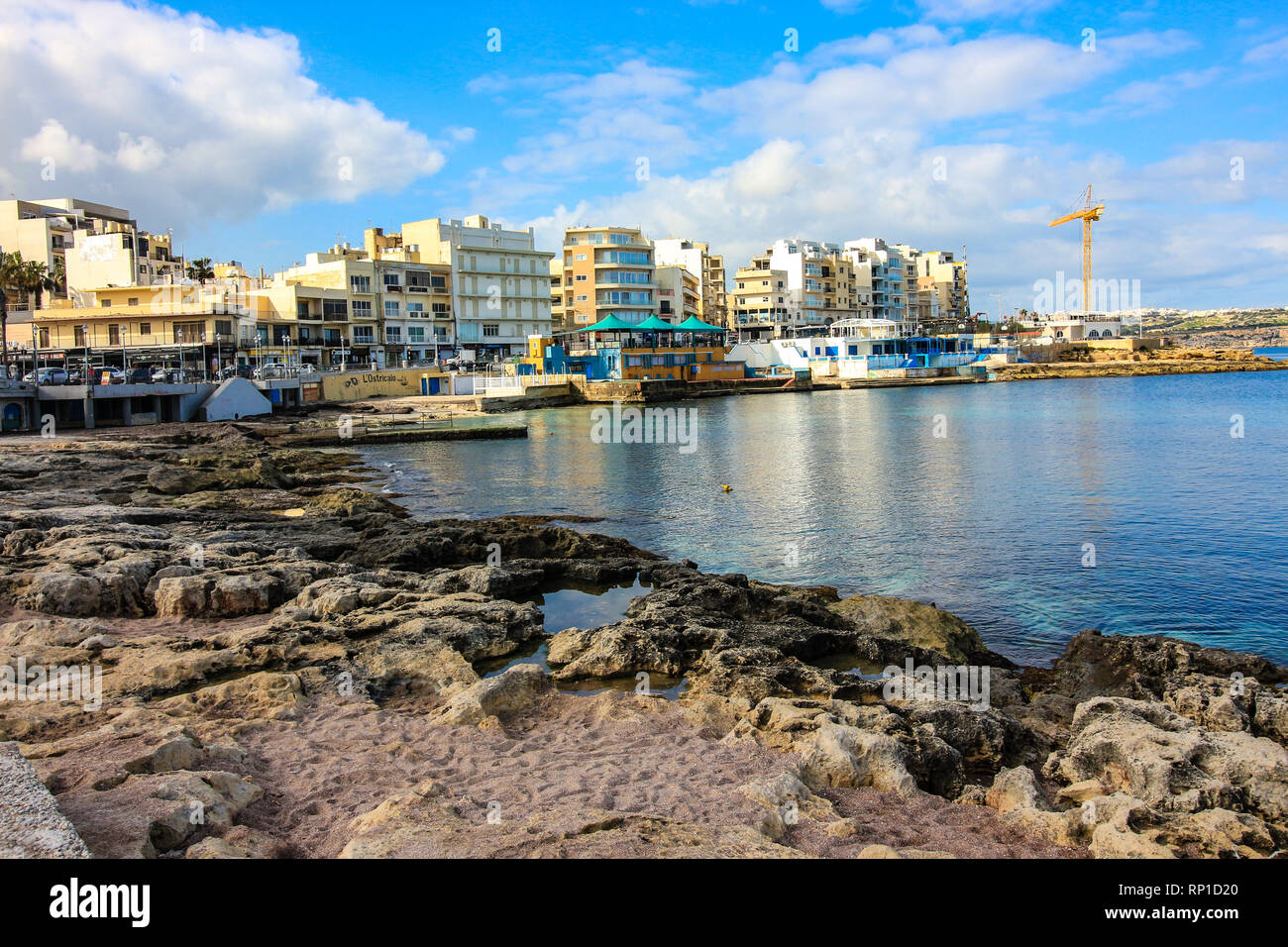 Bugibba Sea front,Malta Stock Photo