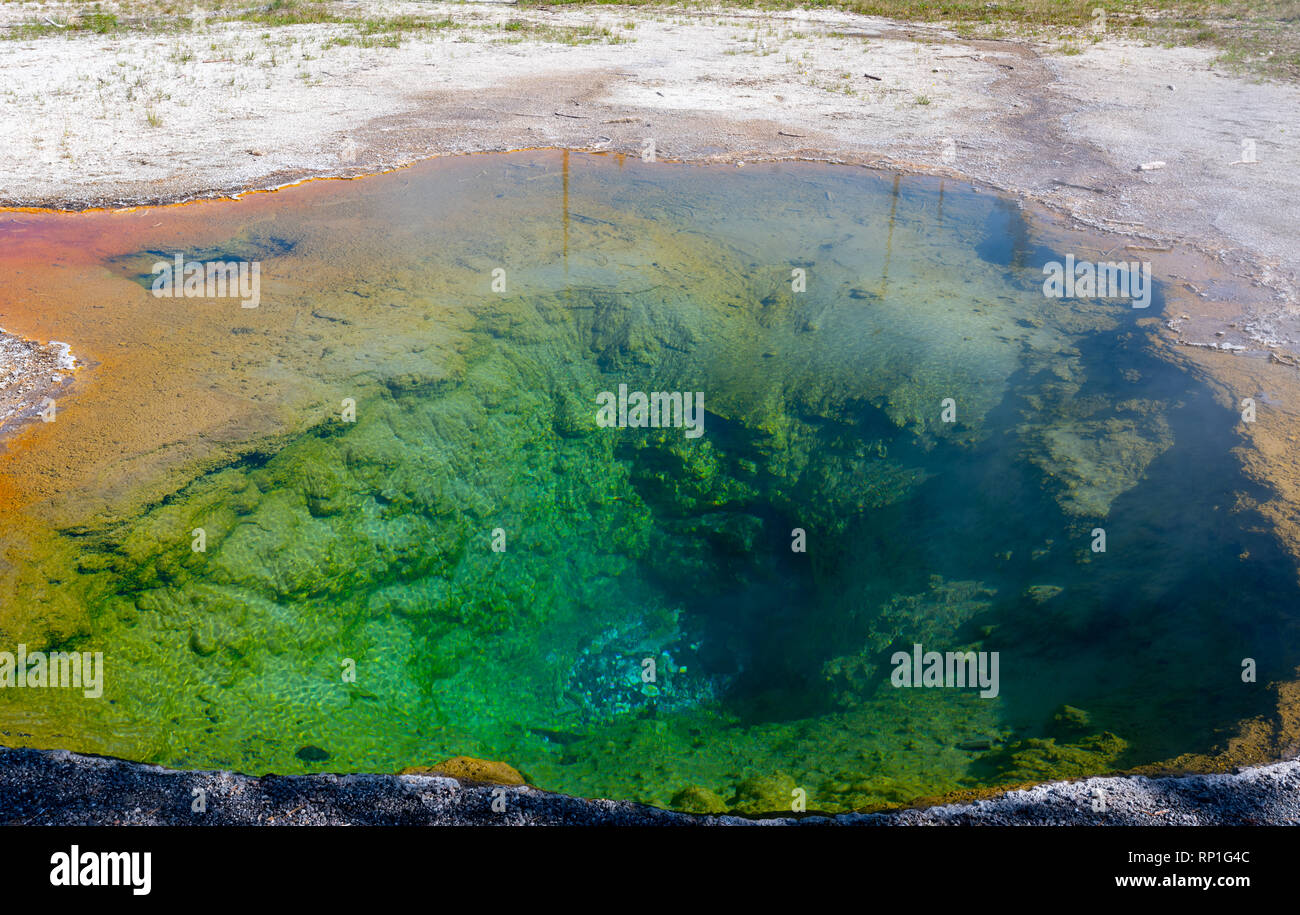 Deep Full of Blue Water in Yellowstone Hot Spring Stock Photo Alamy