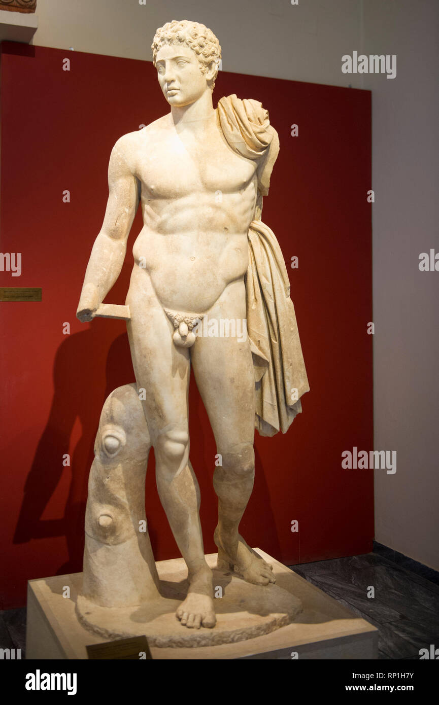 Statue of the god Hermes, Ancient Messene museum, Messinia, Greece Stock Photo