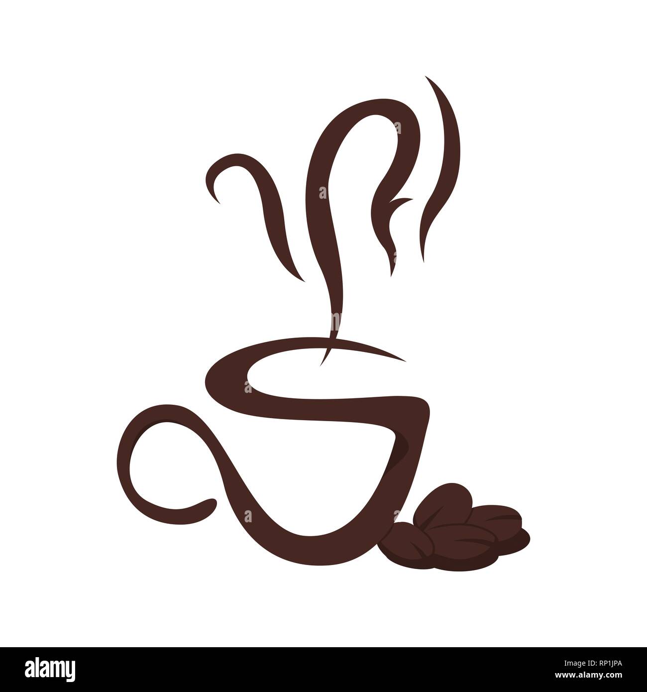 Coffee shop logo template natural abstract coffee cup. Coffee house emblem creative cafe logotype modern trendy symbol design vector illustration Stock Vector