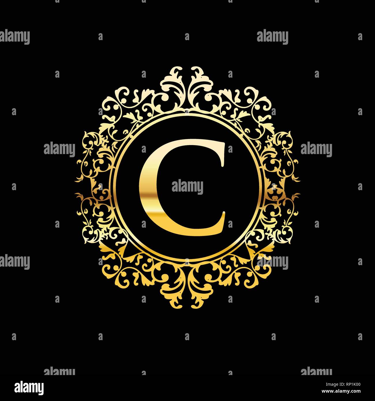 Luxury C letter and gold logo. Vector letter emblem C for Antique ...