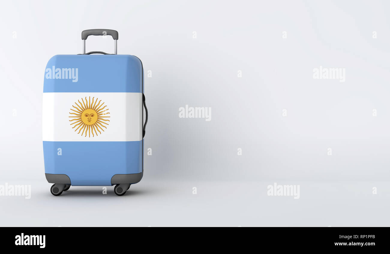 Travel suitcase with the flag of Argentina. Holiday destination. 3D Render Stock Photo Alamy