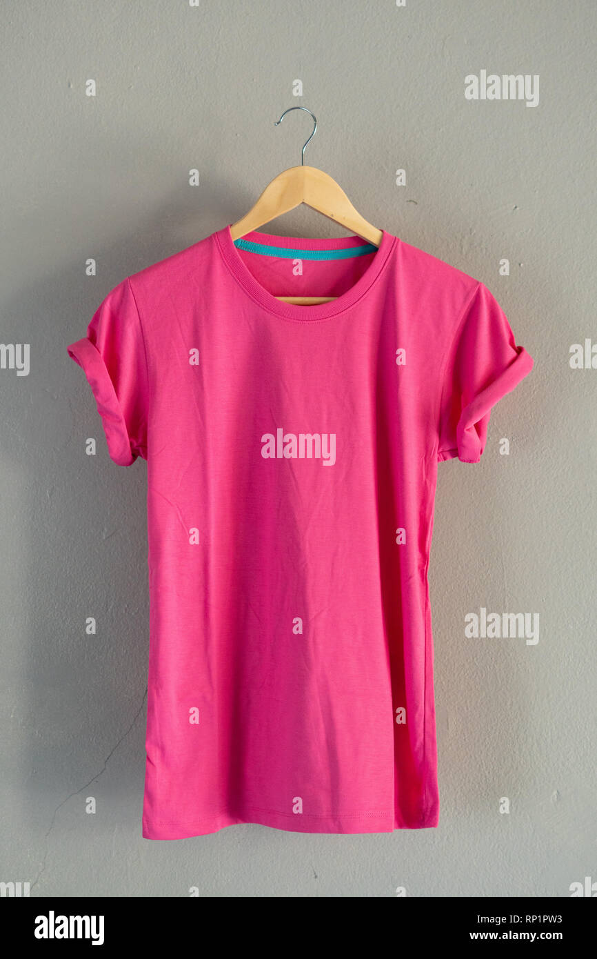 Download Retro Fold Pink Cotton T Shirt Clothes Colorful Mock Up Template On Grunge White Wood Background Concept For Retail Dress Shop Backdrop Blank Flat La Stock Photo Alamy