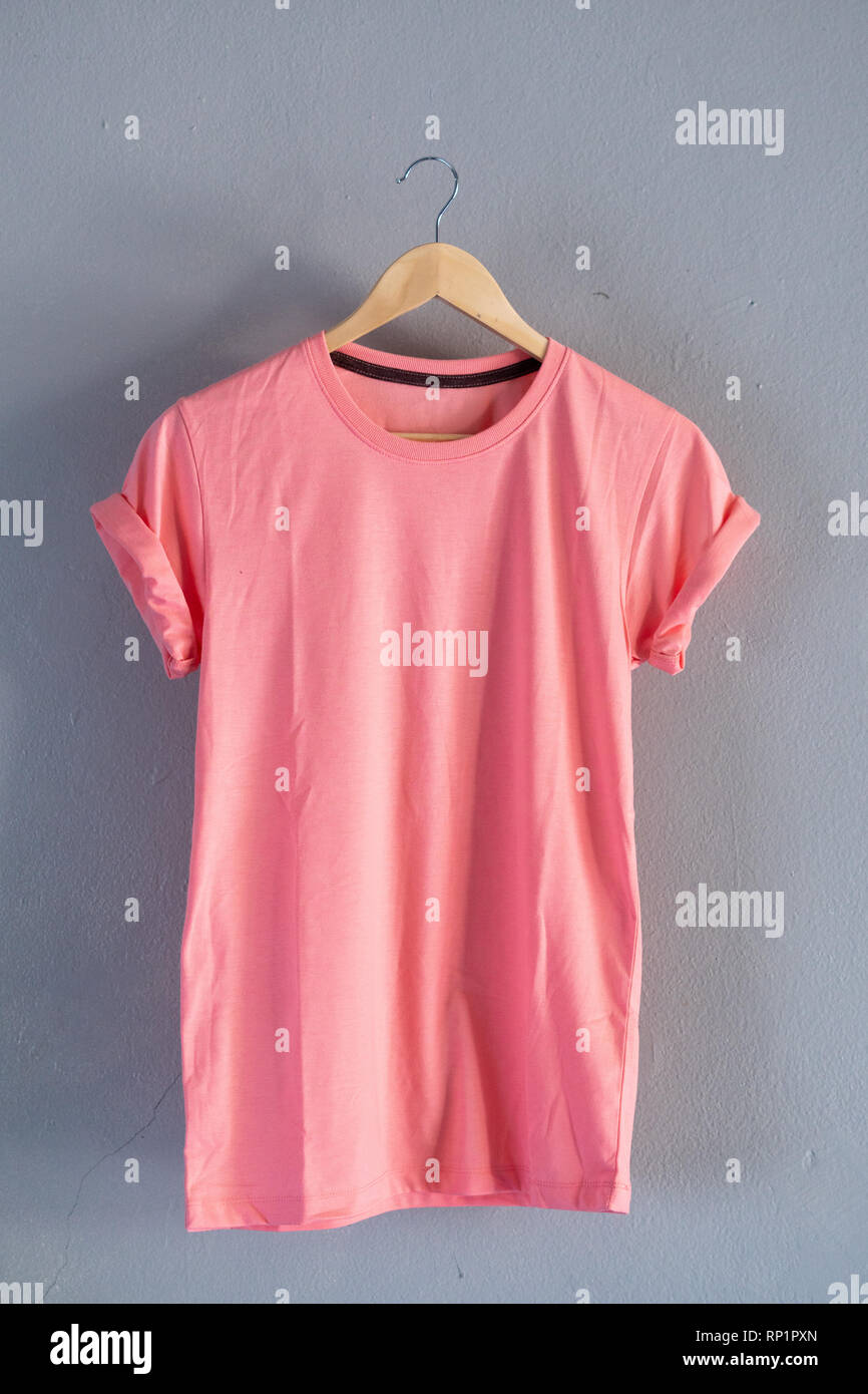 Download Retro Fold Pink Cotton T Shirt Clothes Colorful Mock Up Template On Grunge White Wood Background Concept For Retail Dress Shop Backdrop Blank Flat La Stock Photo Alamy