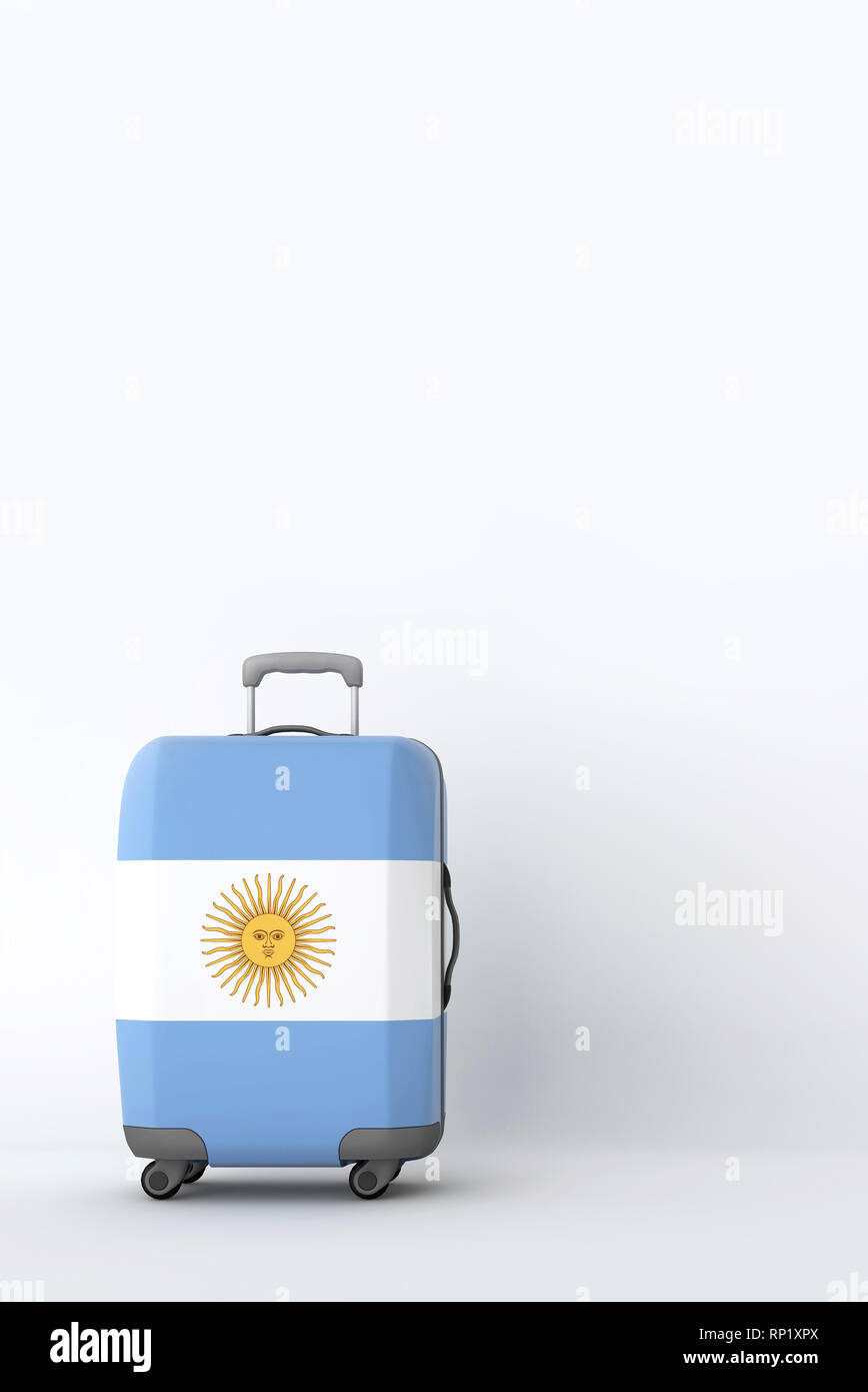 Travel suitcase with the flag of Argentina. Holiday destination. 3D ...