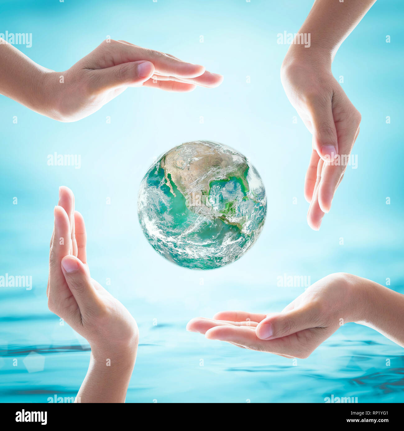World ocean day, saving water and green earth protection concept: Element of this image furnished by NASA Stock Photo