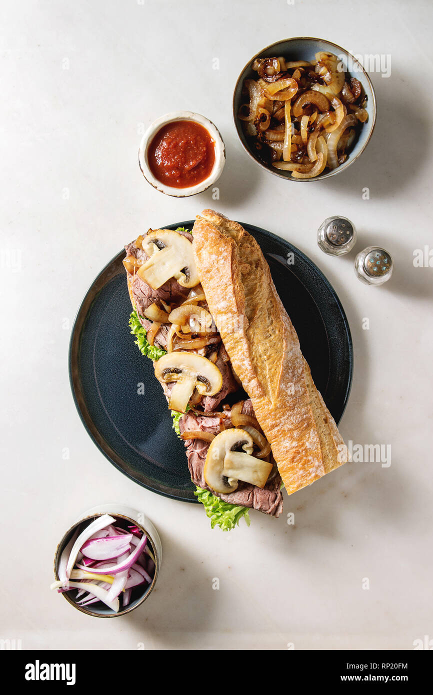 Beef baguette sandwich Stock Photo Alamy