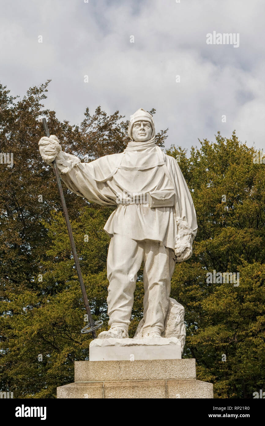 Statue of Robert F. Scott Famous English explorer of Antarctica, in