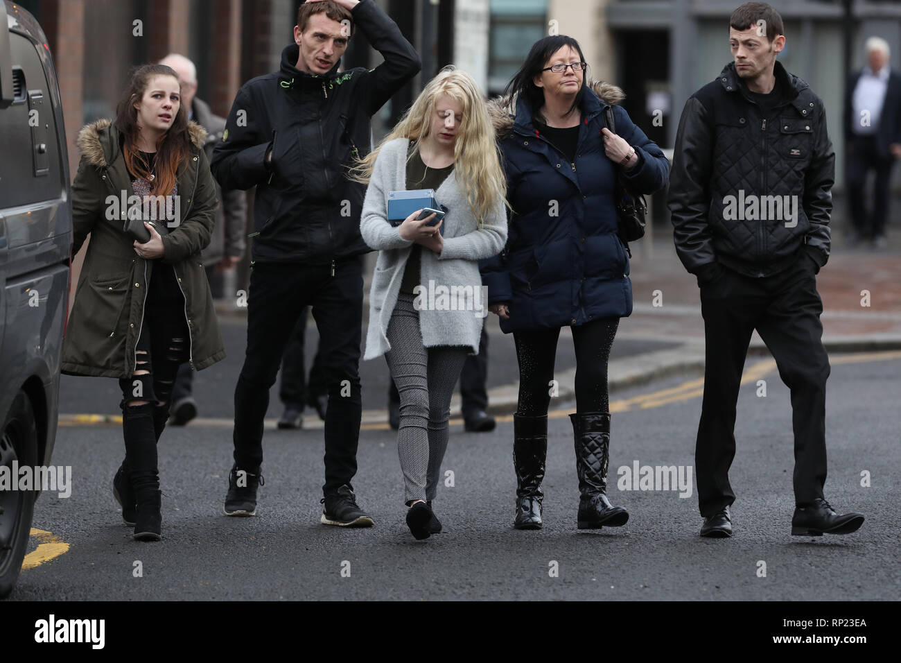 Georgina Lochrane (centre) arrives at the High Court in Glasgow, where ...