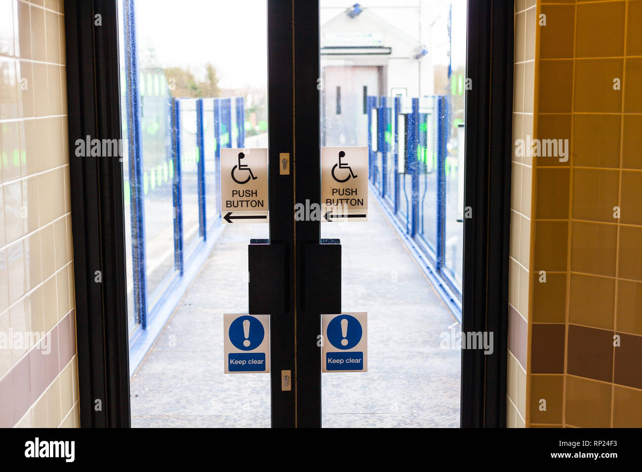 Disabled people entrance to the building. Doors for the special