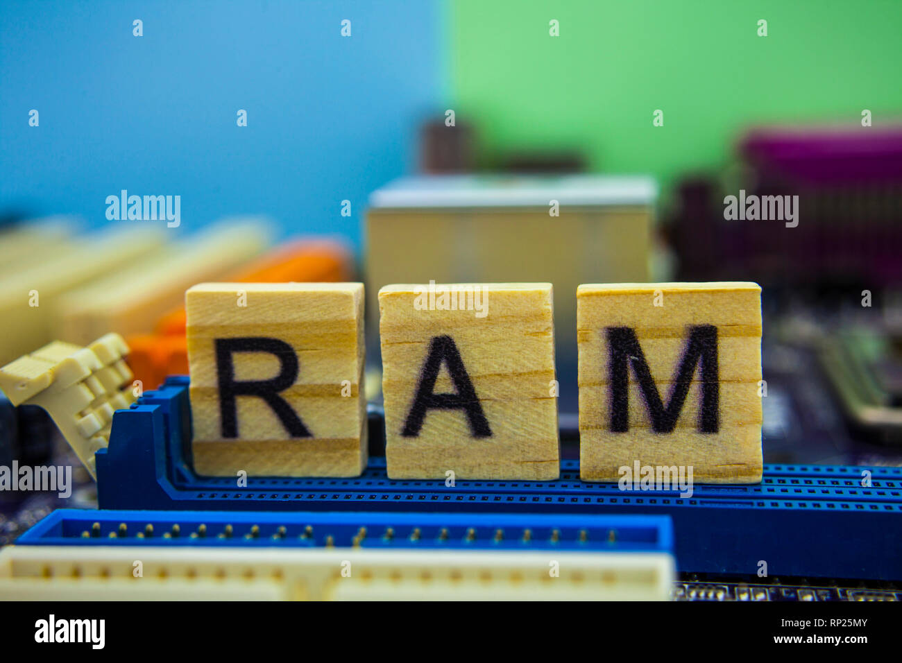 Random Access Memory or RAM word on wooden cubes with technology ...