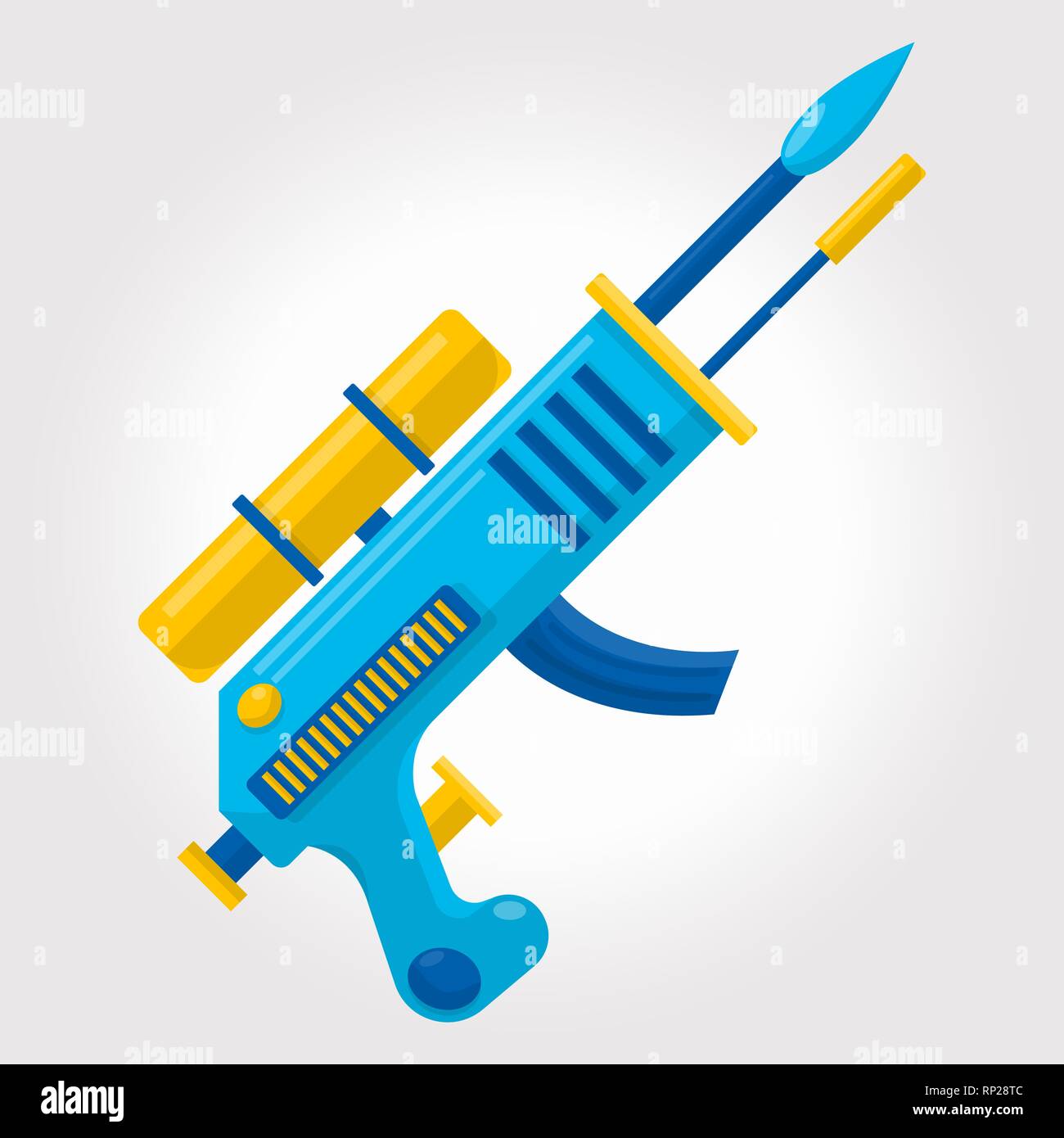 Blue kids toy ,cosmic water gun on a white background. Stock Vector
