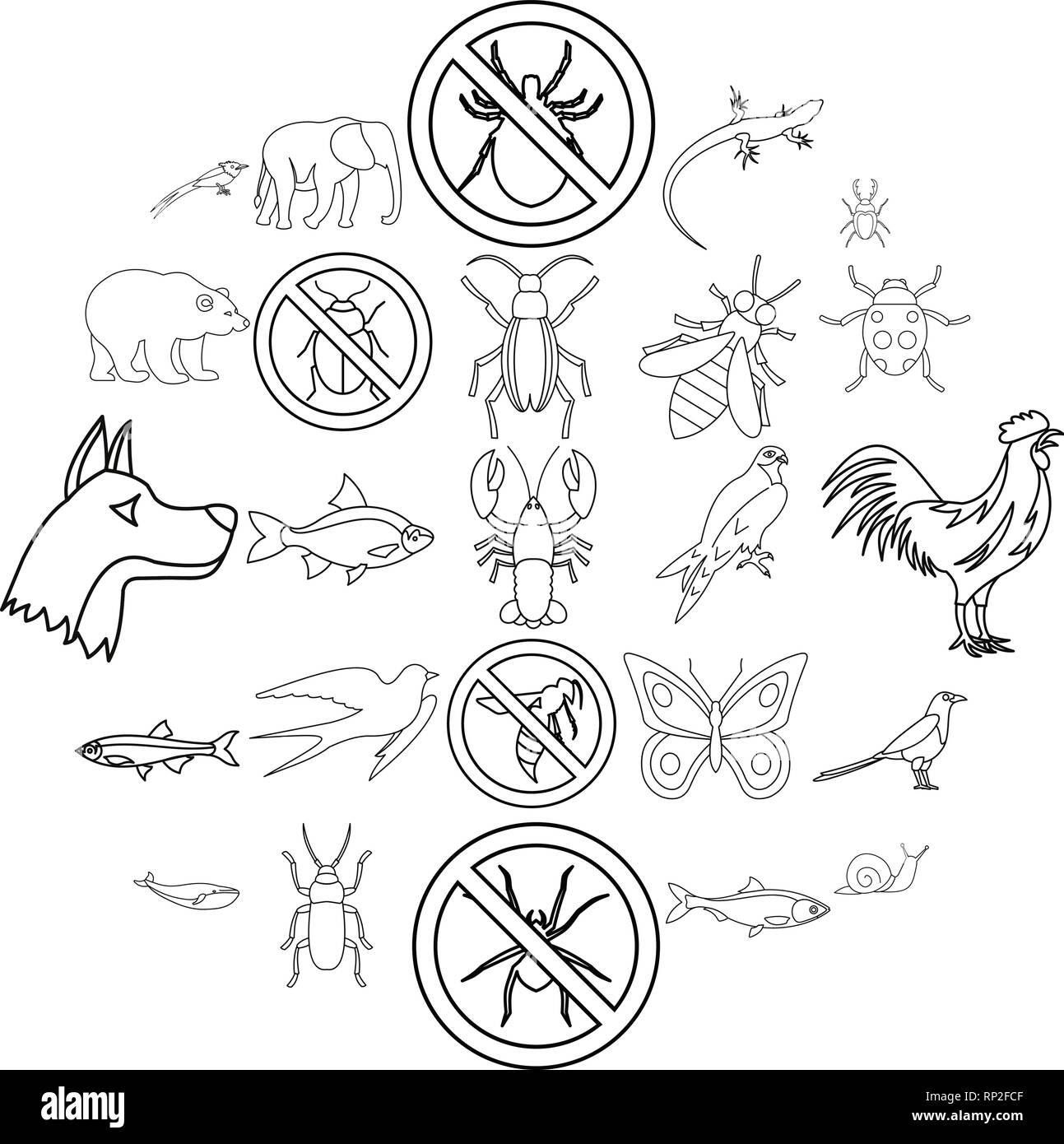Faunal icons set, outline style Stock Vector Image & Art - Alamy
