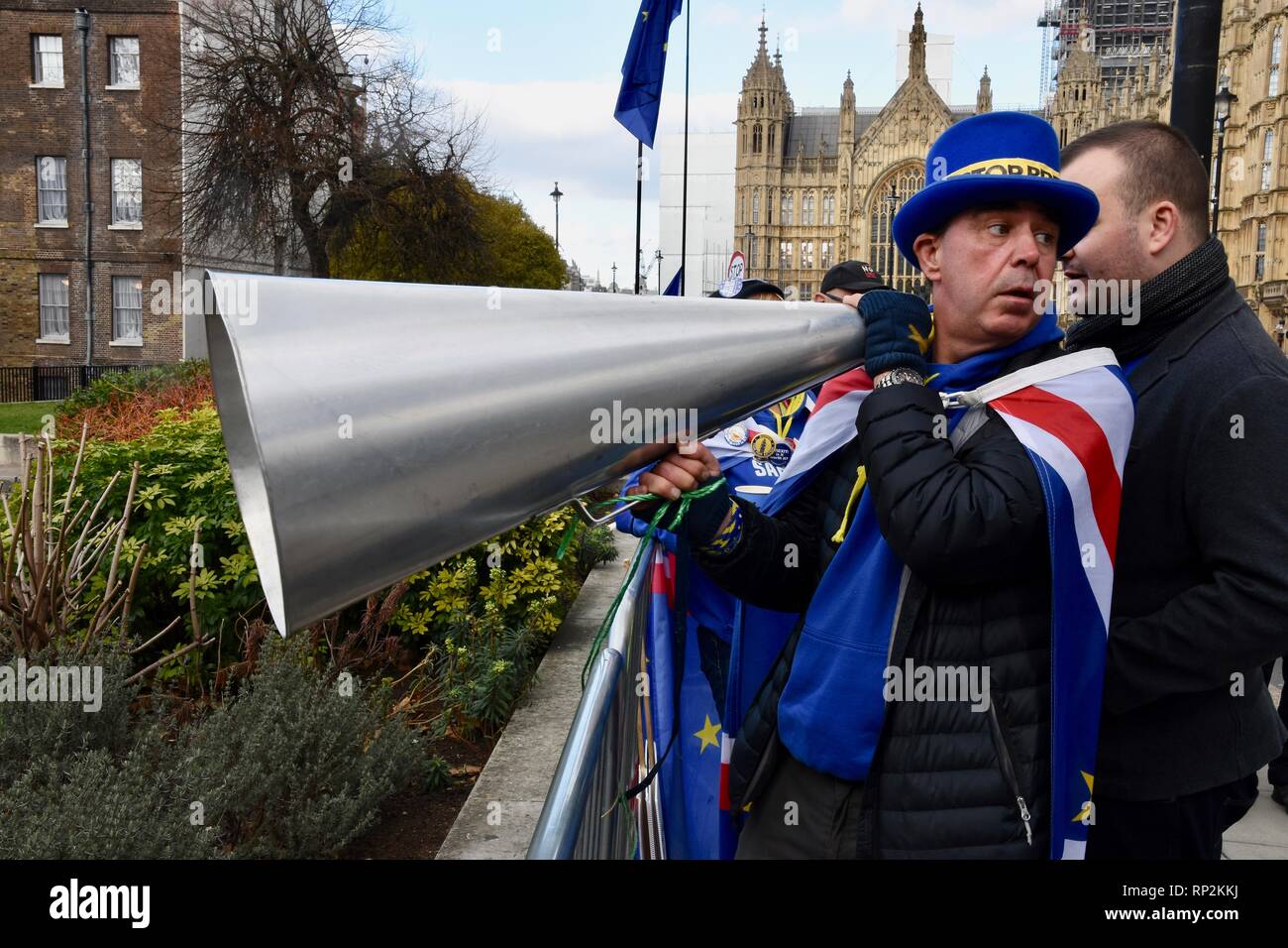 London, UK. 20th Feb, 2019. Steve Bray,Activist,SODEM Demonstration,College Green,Houses of Parliament,Westminster,London.UK Credit: michael melia/Alamy Live News Stock Photo