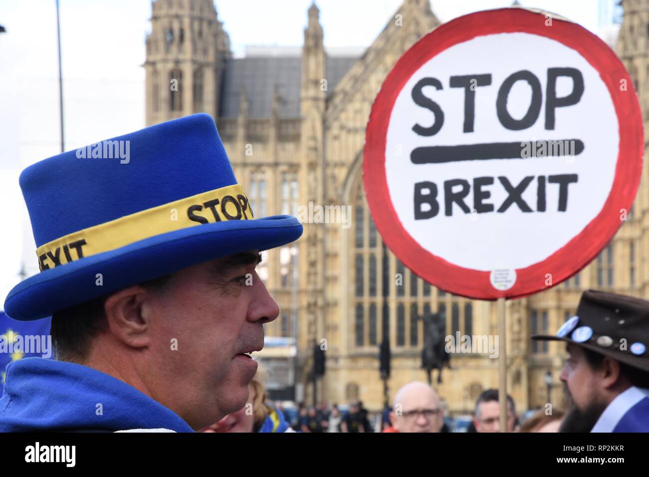 London, UK. 20th Feb, 2019. Steve Bray,Activist,SODEM Demonstration,Houses of Parliament,Westminster,London.UK Credit: michael melia/Alamy Live News Stock Photo