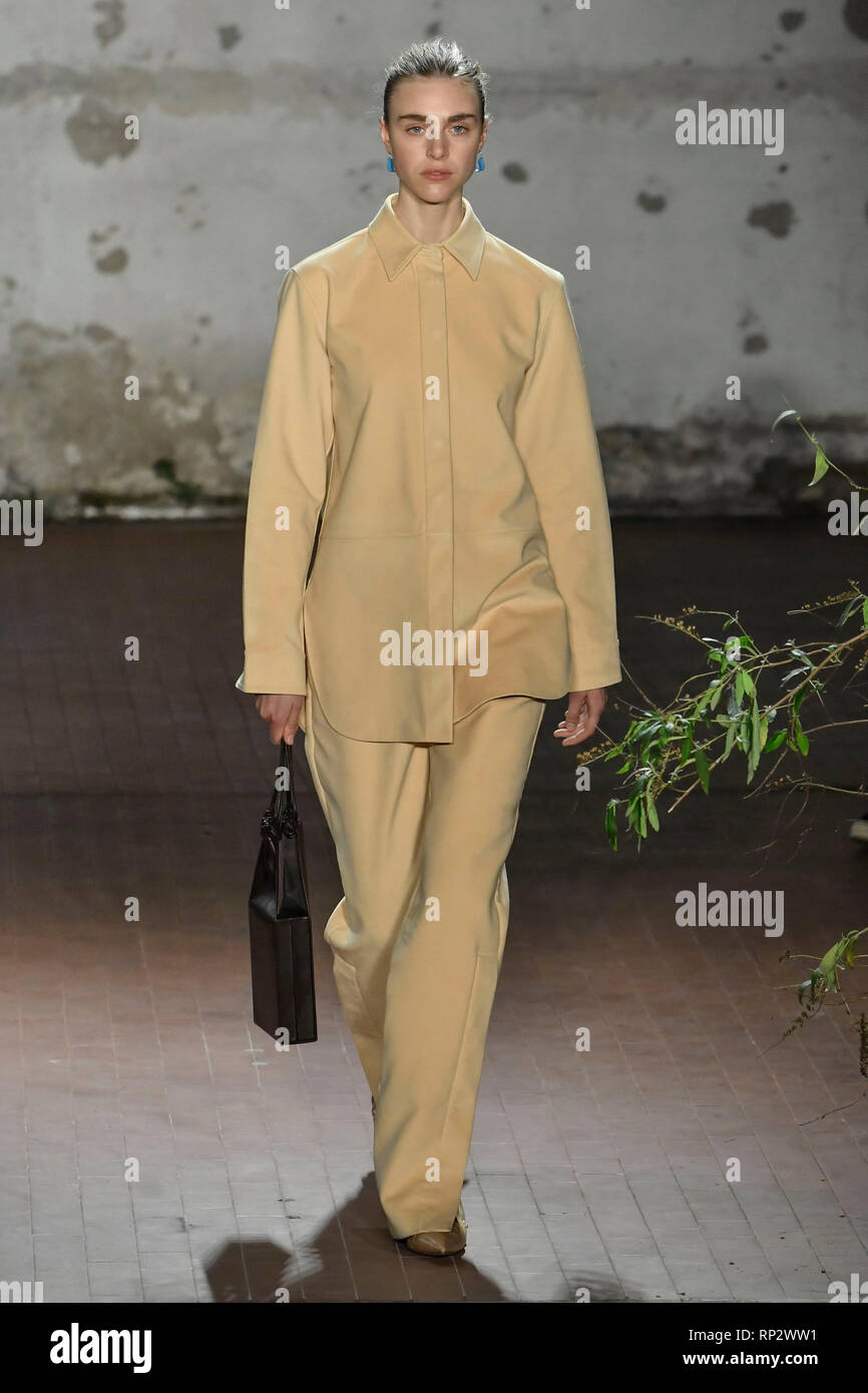 Milan, Italy. 20th Feb, 2019. 2020. Jil Sander fashion show. In the photo:  model Credit: Independent Photo Agency/Alamy Live News Stock Photo - Alamy