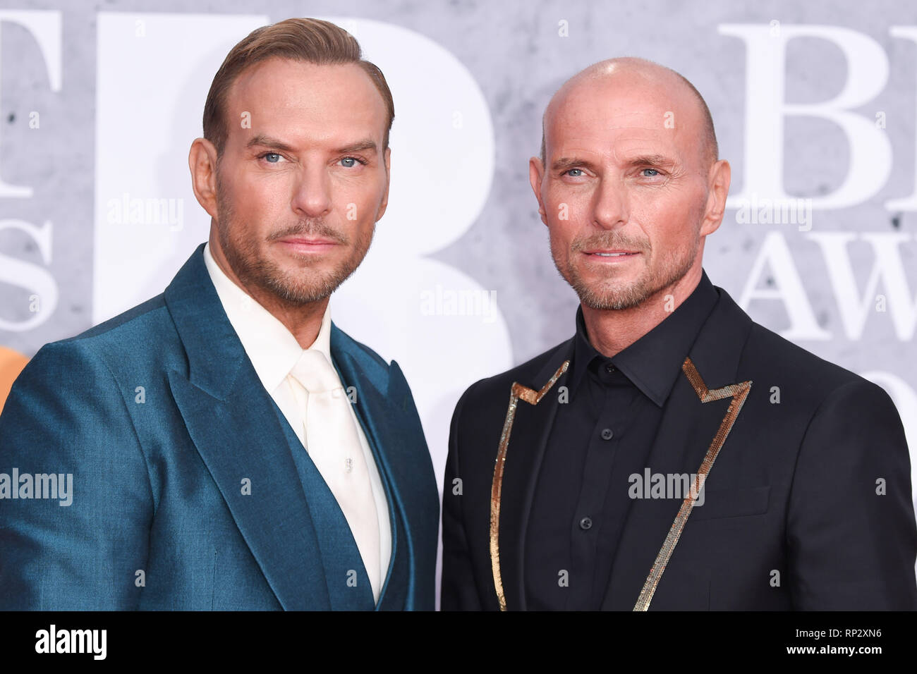 LONDON, UK. February 20, 2019: Matt Goss & Luke Goss of Bros arriving for  the BRIT Awards 2019 at the O2 Arena, London. Picture: Steve Vas/Featureflash  *** EDITORIAL USE ONLY *** Stock Photo - Alamy