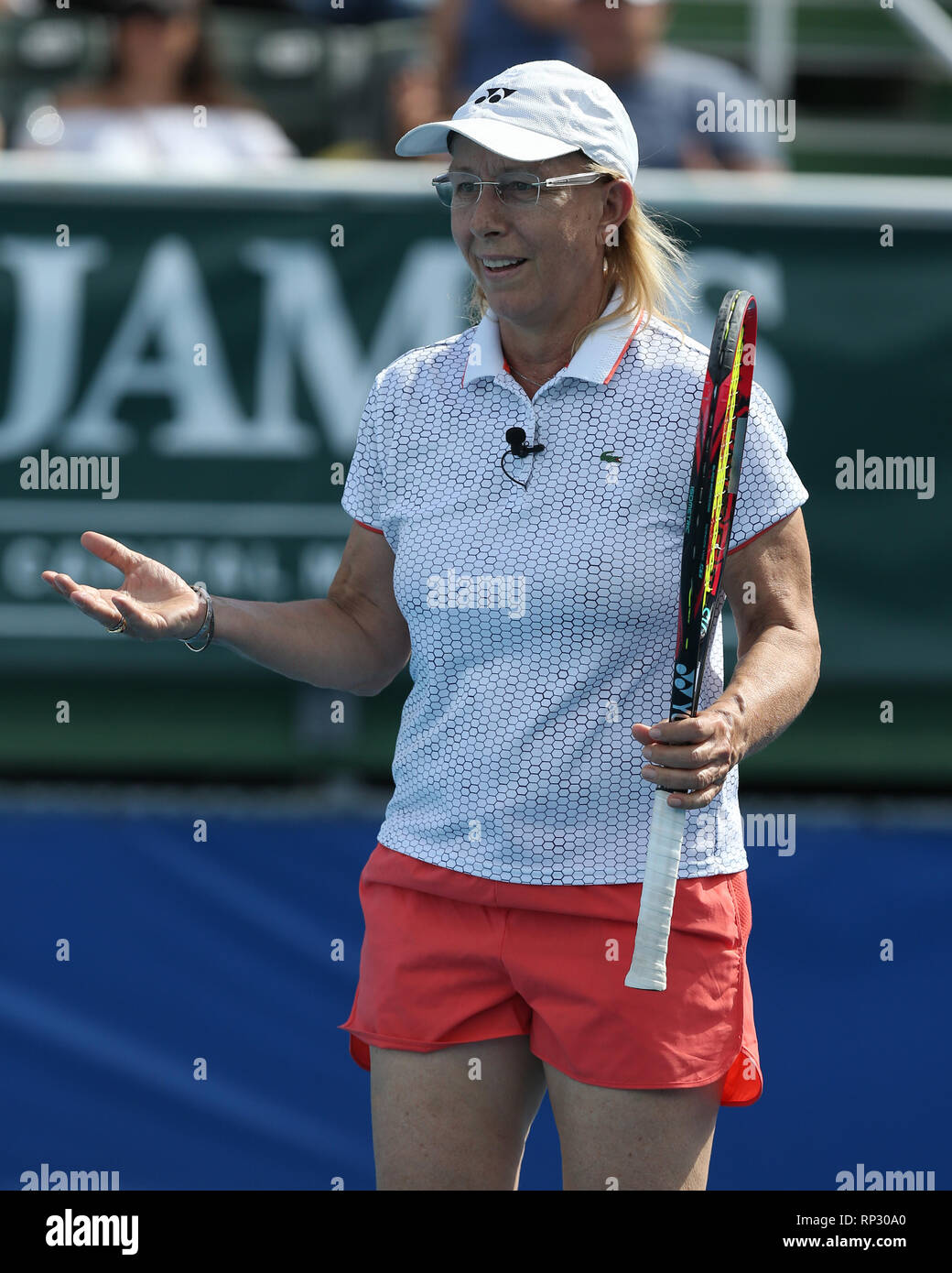 DELRAY BEACH, FL - NOVEMBER 04:  Martina Navratilova participates in the 28th Annual Chris Evert/Raymond James Pro-Celebrity Tennis Classic at Delray Beach Tennis Center on November 4, 2017 in Delray Beach, Florida.  People:  Martina Navratilova Stock Photo