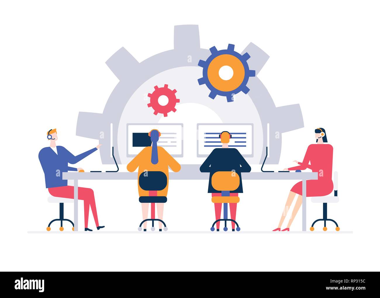 Technical support flat design style colorful illustration Stock