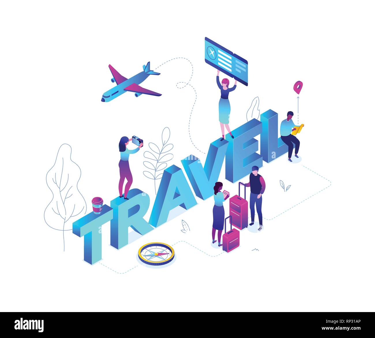 Travel concept - modern colorful isometric vector illustration Stock Vector