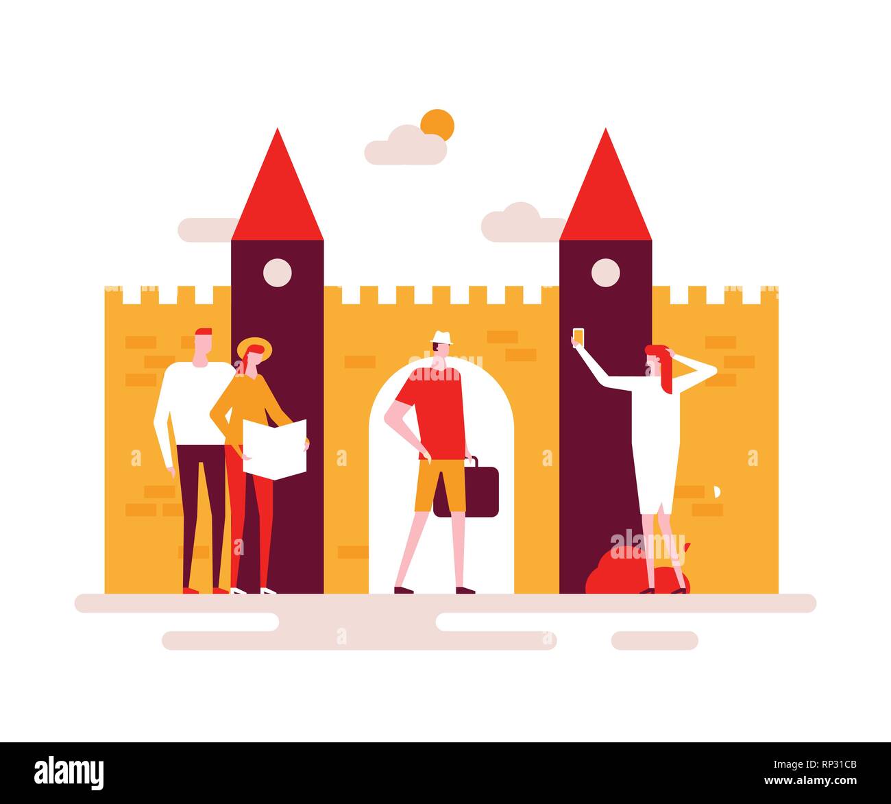 Sightseeing tour - colorful flat design style illustration Stock Vector