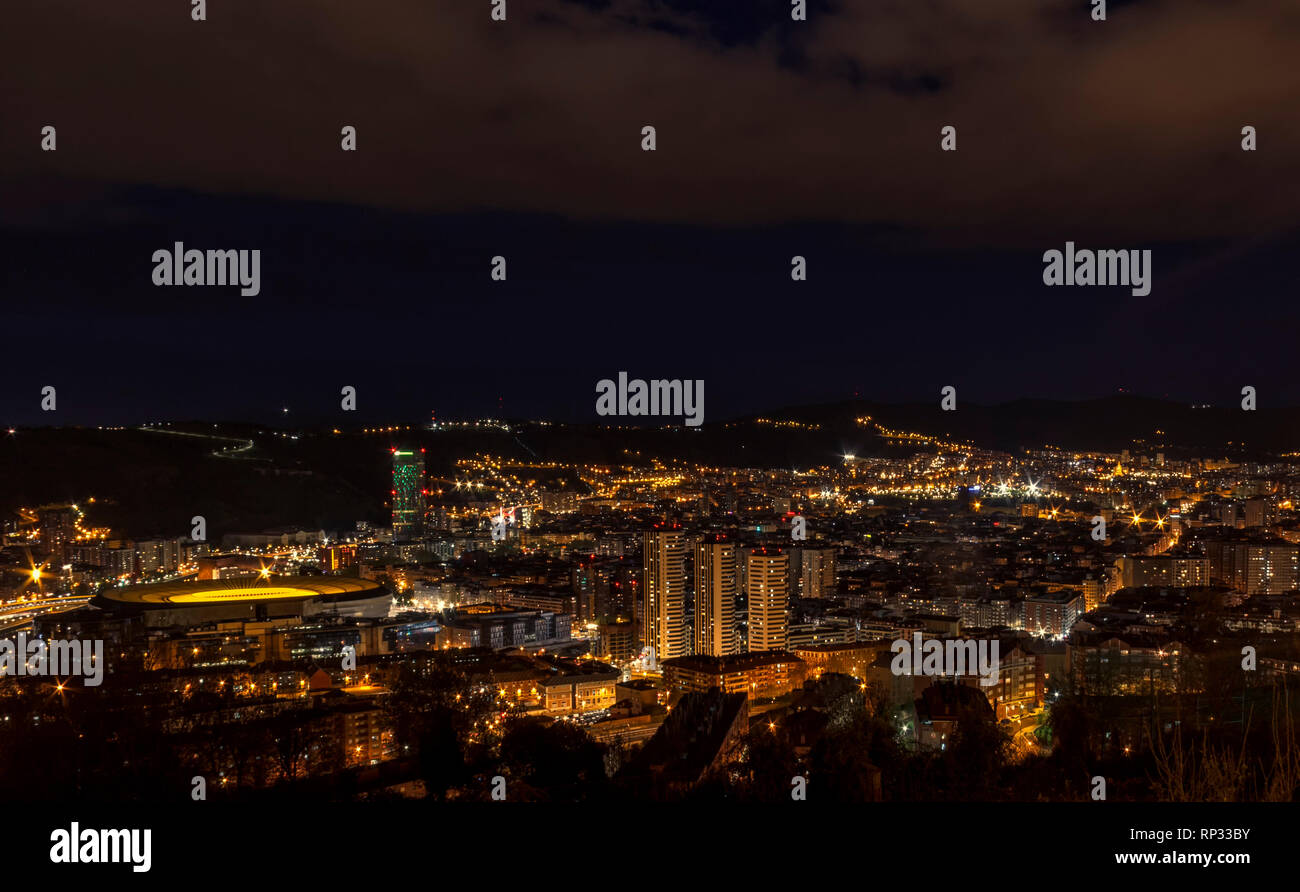 city of bilbao at night Stock Photo