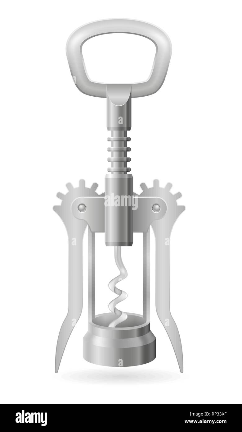 metal corkscrew for opening a cork in a wine bottle vector illustration