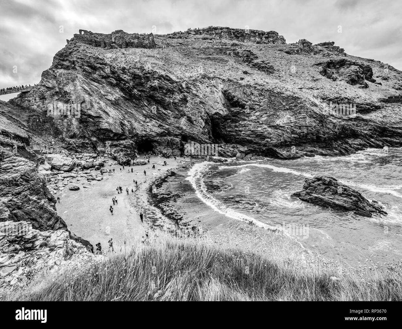 The Cove of Tintagel in Cornwall a popular landmark at Tintagel