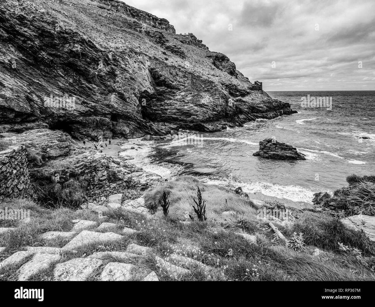 The Cove of Tintagel in Cornwall a popular landmark at Tintagel