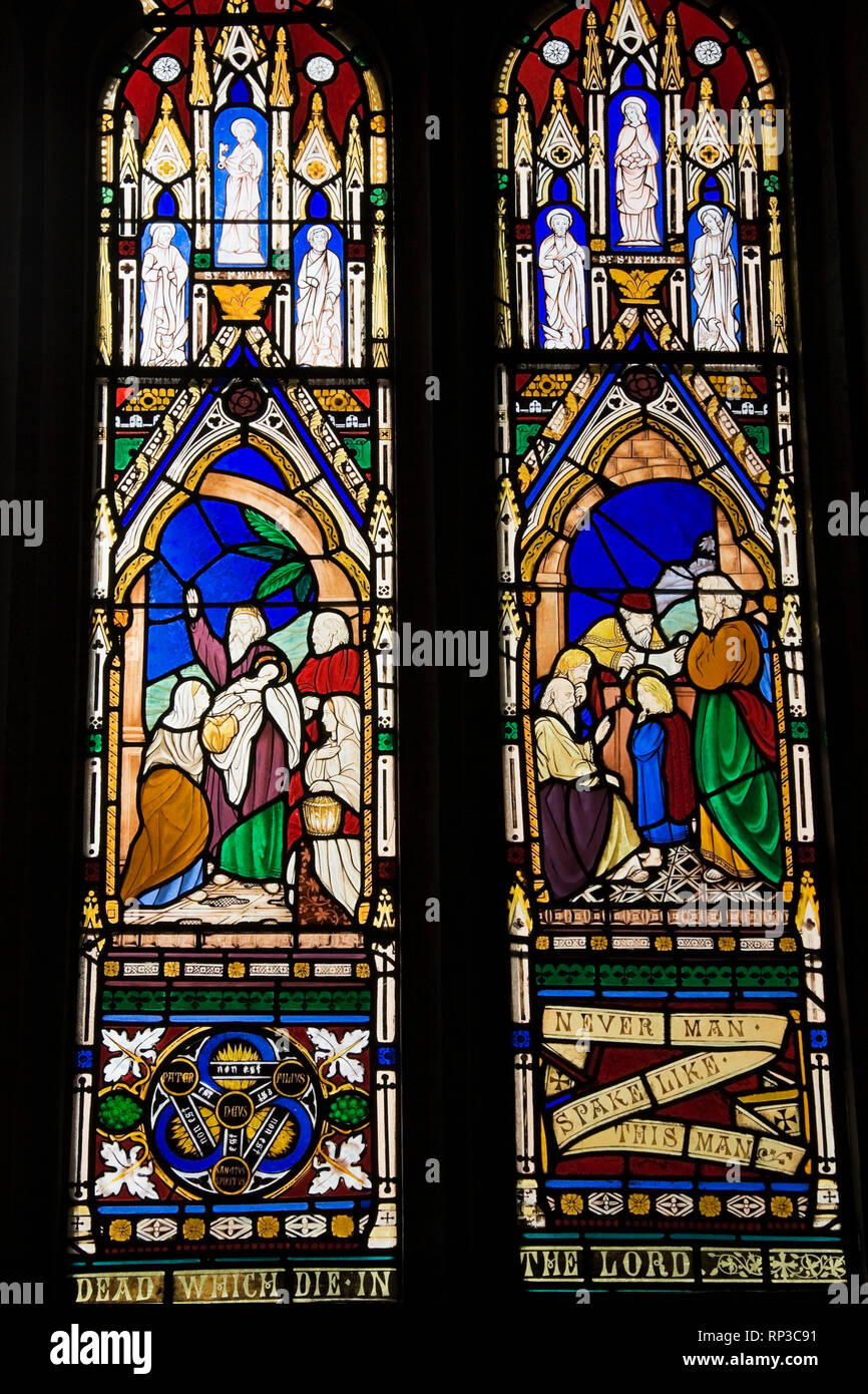 Stained glass window depicting a religious scene, Christ Church Cathedral, Montreal, Quebec
