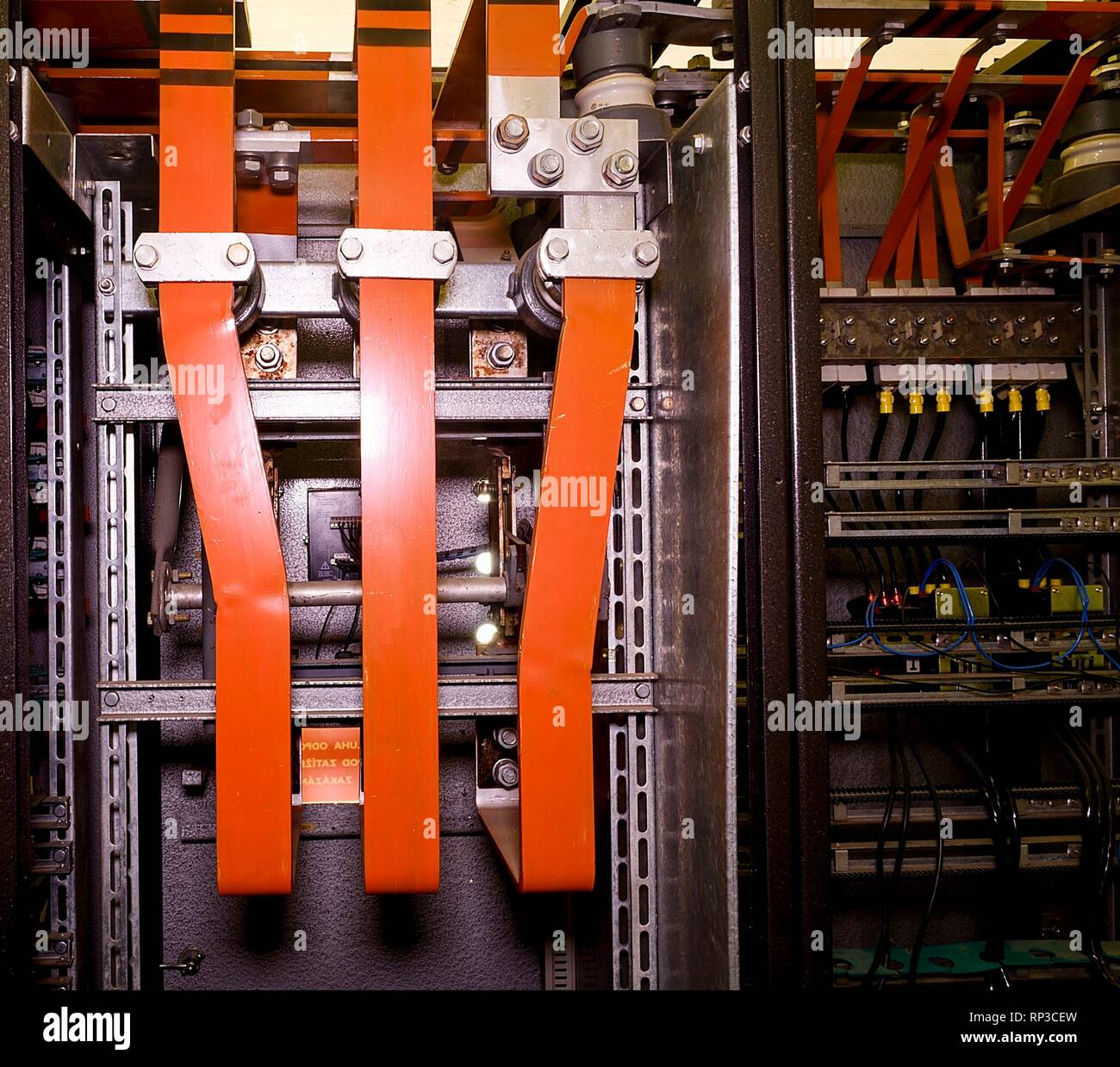 Big electric aluminium connection in distribution case Stock Photo Alamy