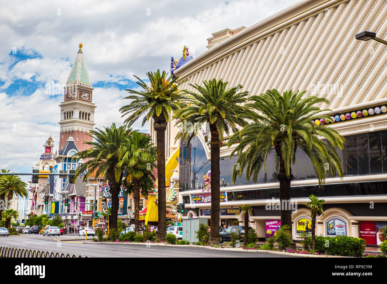 Las Vegas, Nevada, USA - May 17, 2017:  Cityscape of Las Vegas Boulevard with resort casino hotels in view. Stock Photo