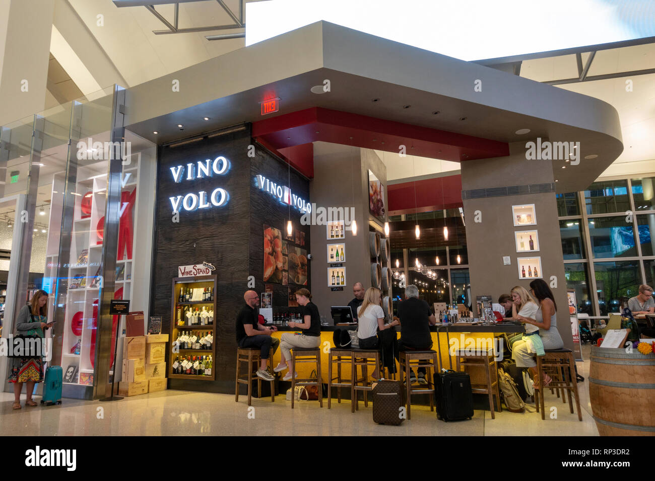 A Vino Volo food and wine bar with a boutique wine shop inside Los Angeles International Airport (LAX), California, United States. Stock Photo