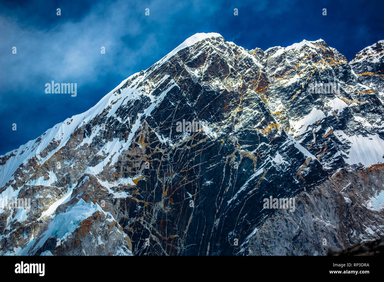 A mountain on the trek to Mount Everest in the Himalayas Stock Photo