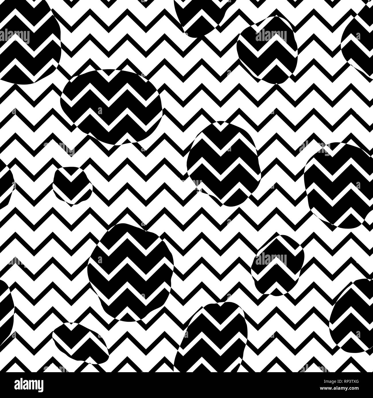 Abstact seamless pattern. Zig-zag line and dot texture. Diagonal