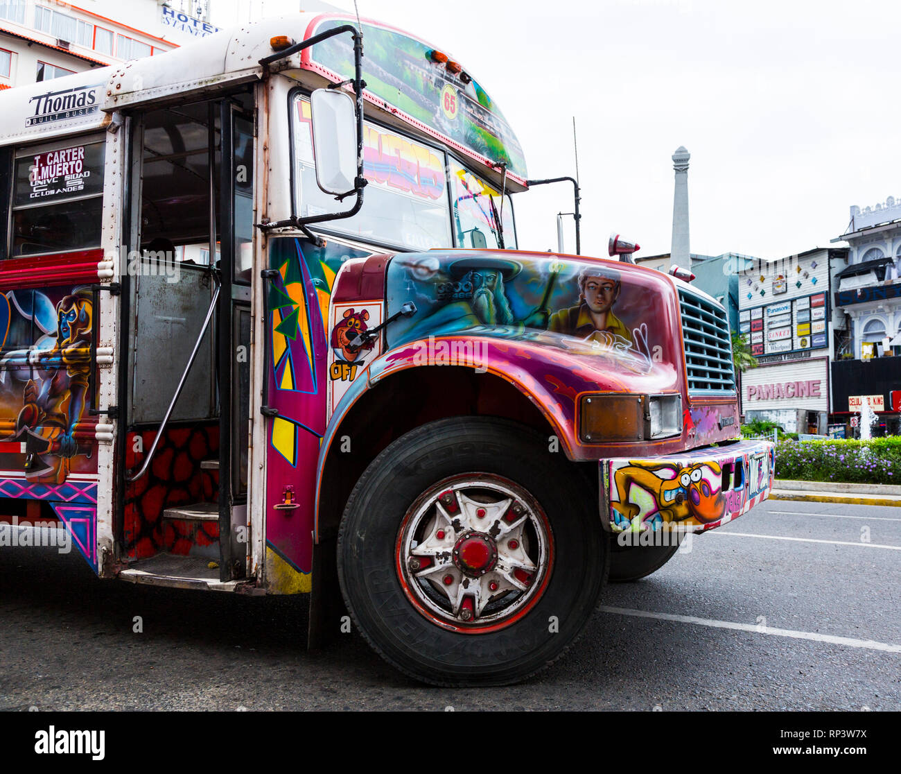 Diablo rojo, typical bus, Panama City, Panama, Central America, America