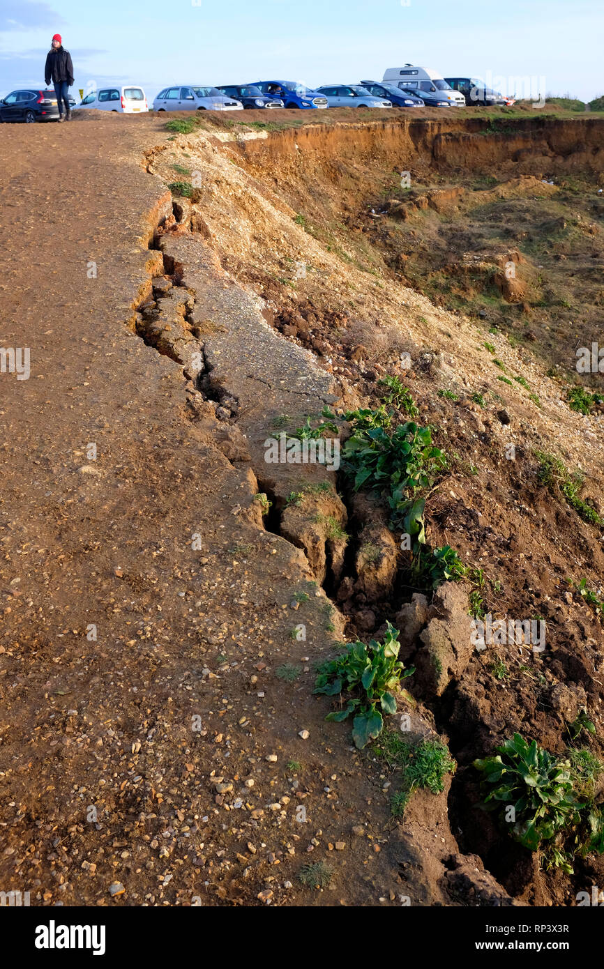 Coastal, Erosion,crack,slump,debris, on the, beach, pipes, cracks, cliffs, lower, greensand, wealden, beds, geology, Compton, Bay, Isle of Wight, UK, Stock Photo