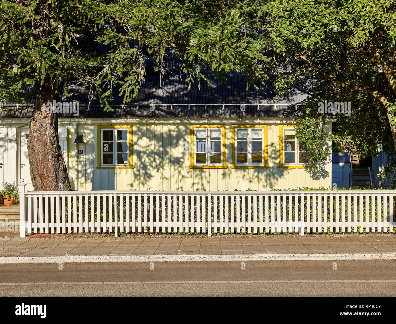 Old house and fence, Akureyri, Iceland Stock Photo