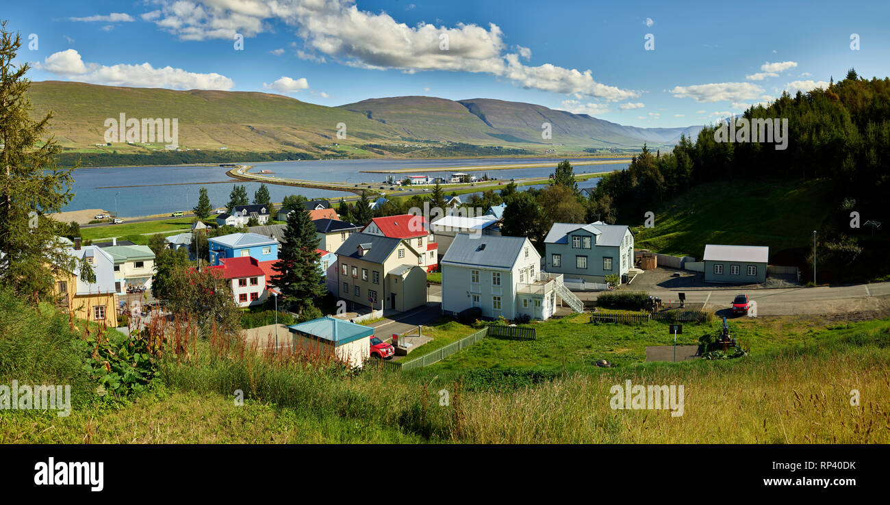 Homes, Akureyri, Eyjafjordur, Iceland. Stock Photo
