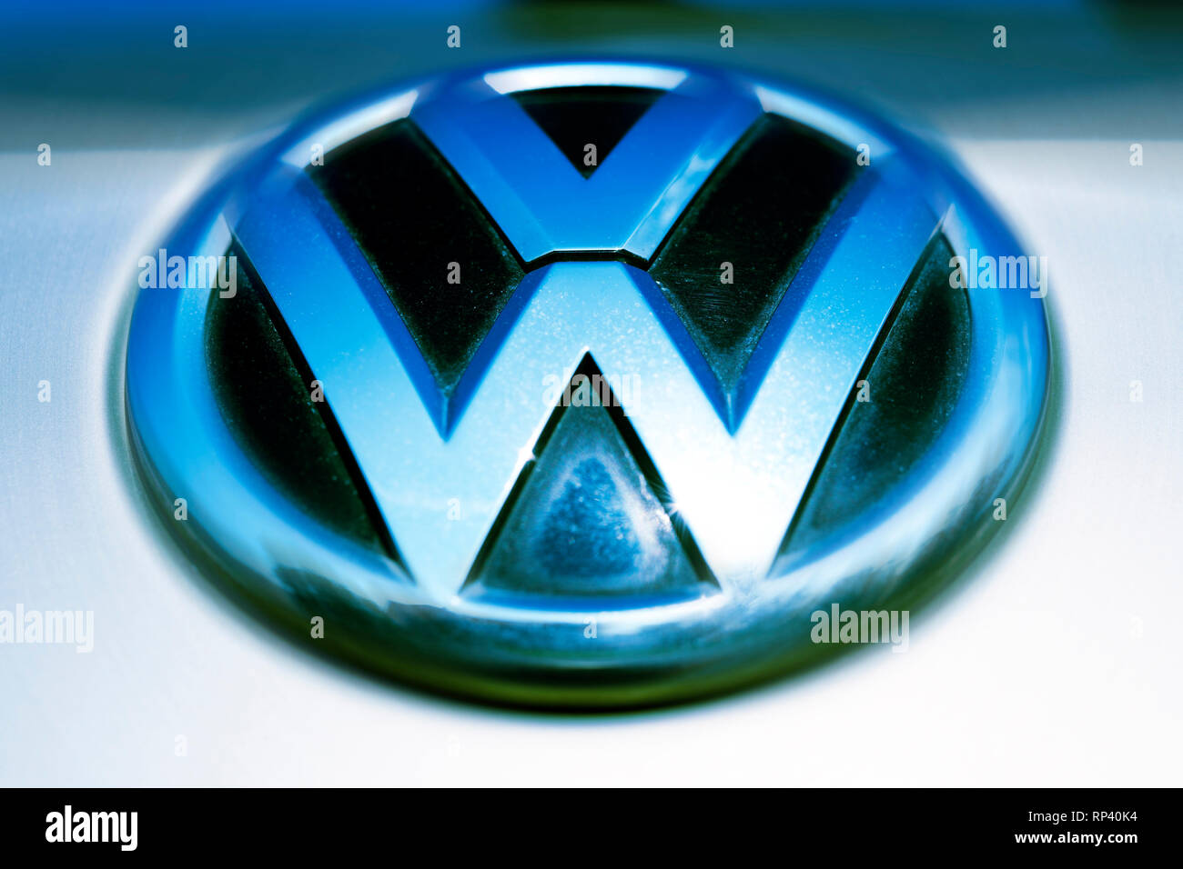 VW signs on a car, VW-Zeichen auf einem Auto Stock Photo